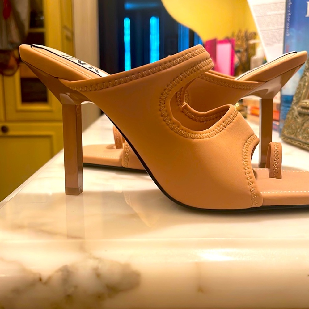 Nude neoprene sandal. Never worn. Interesting heel and super comfortable
